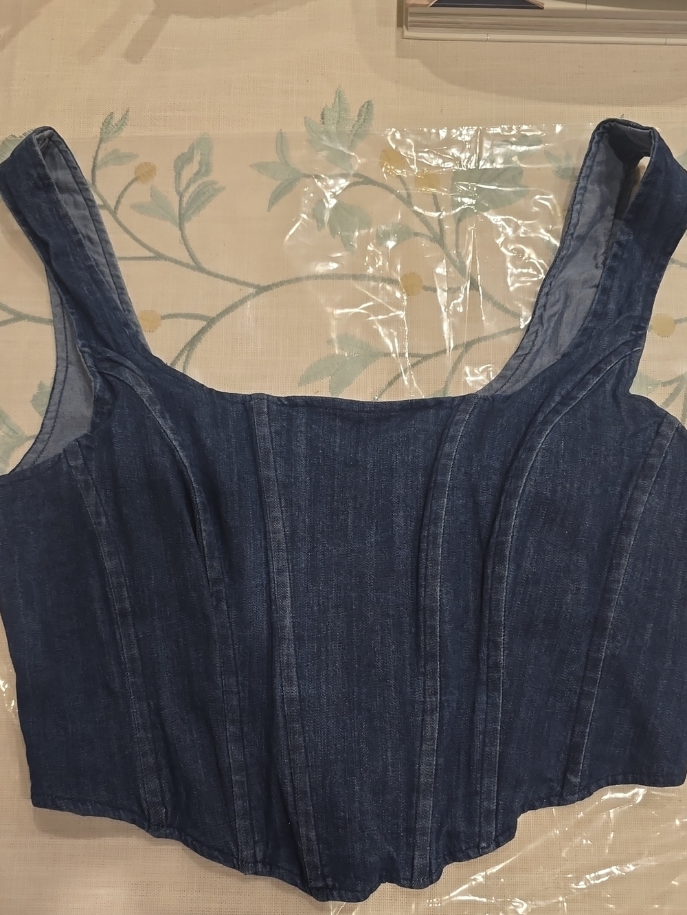 miami Denim Corset Crop Top - Blue
